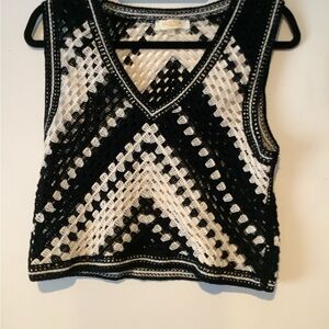 Black and White Crochet Women's Top